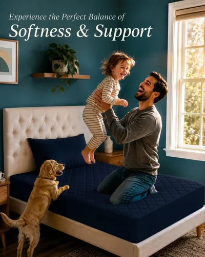 Vista 6 de Utopia Bedding - Cubrecolchón acolchado y ajustado, tamaño individual, protector y cubierta elástica para colchón con bolsillo profundo que se Azul