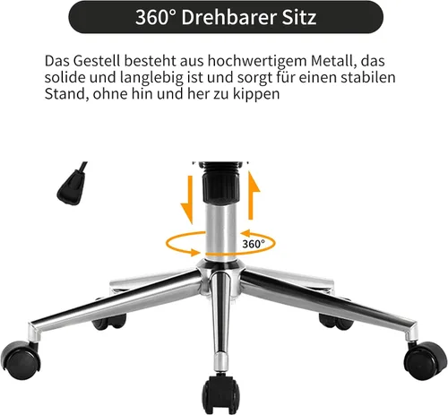 Vista 4 de Duhome - Silla de oficina en casa de terciopelo con ruedas, silla giratoria con respaldo, silla tapizada ajustable para computadora sin brazos