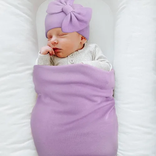 Vista 5 de AQOKKA Manta de Recepción para Recién Nacido con Gorro de Lazo Mitones Juego de Tarjetas de Madera para Recién Nacidos Niños Pequeños Bebé Niño Niña