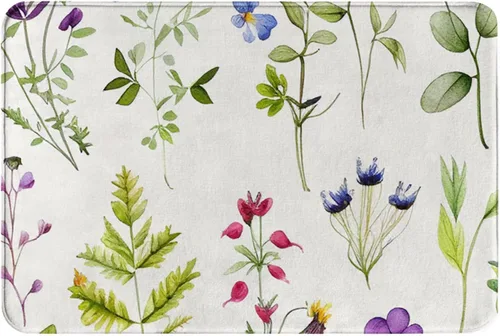 Vista 9 de OOZ Tapetes de franela suaves antideslizantes para cocina, alfombra de baño para baño, dormitorio, aguacates y flores, hojas florales, tapete