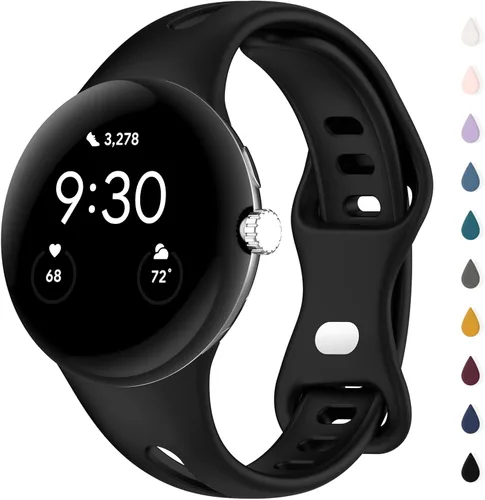 Vista 14 de Correas delgadas compatibles con Google Pixel Watch 4 3 (41mm)/Pixel Watch 2 1, correas ajustables transpirables de silicona suave deportiva