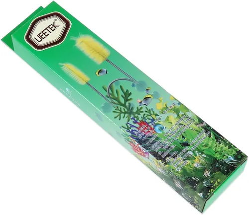 Vista 7 de UEETEK Cepillo de limpieza flexible inoxidable con doble extremo de tubo de filtro de tubo de manguera para acuario de pecera (azul cielo)