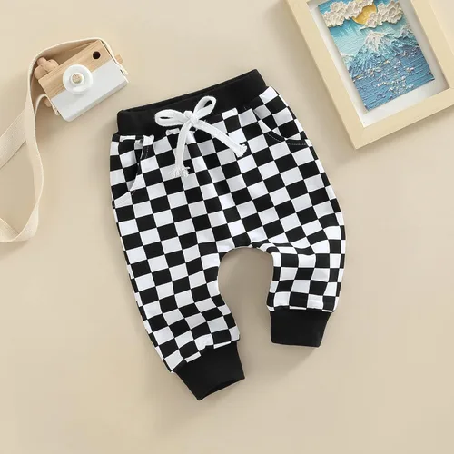 Vista 6 de Molioaky Pantalones de harén para niños pequeños, con cordón, pantalones deportivos para bebés, pantalones deportivos sólidos con bolsillos