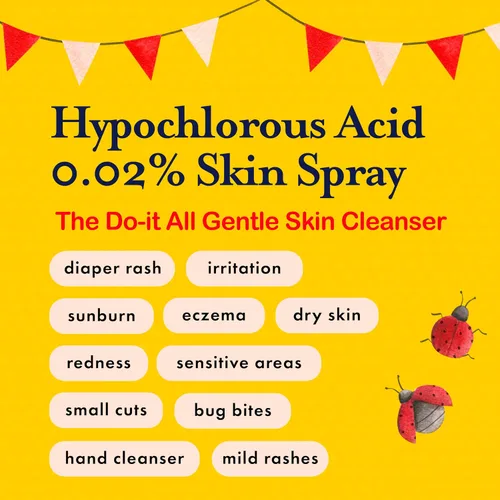 Vista 2 de Spray de ácido hipocloroso para niños - Calma la dermatitis del pañal, acné infantil, eccema, cortes y raspaduras - Spray calmante para la piel