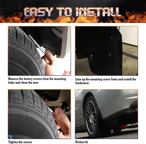 Vista 5 de x xotic tech 4 unidades de aletas de barro delanteras y traseras, protectores contra salpicaduras, guardabarros, universales, para coche SUV (negro)