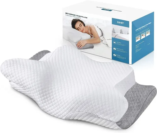 Vista 8 de ZAMAT Almohada cervical ajustable de espuma viscoelástica, almohadas de cuello inodoras para aliviar el dolor, almohadas ortopédicas para dormir