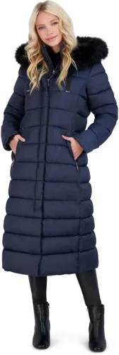 Vista 10 de TAHARI Nellie - Abrigo largo para mujer, chaqueta aislada con ribete de piel sintética extraíble beige-a