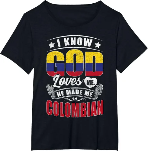 Vista 22 de Camiseta Colombia Flag God Loves Me Funny Colombians, Negro