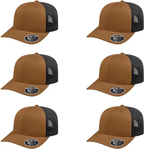 Vista 45 de Cap America i8502 Flexfit 110 Premium - Gorra de camionero de perfil medio con 6 paneles de malla trasera con protección UV y cierre ajustable