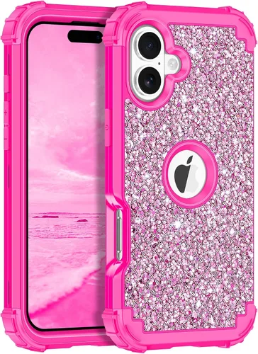 Vista 20 de LONTECT Funda para iPhone 15 Plus con purpurina brillante 3 en 1, a prueba de golpes, resistente, híbrida, resistente, funda protectora de alto