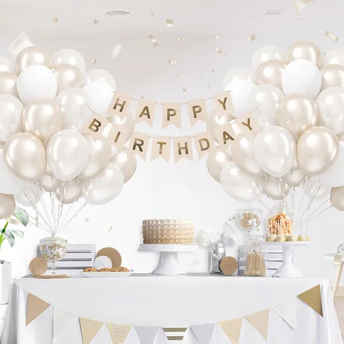 Vista 7 de 60 globos de perlas de doble relleno de 12 pulgadas, globos blancos perlados, globos de látex blanco para bodas, despedidas de soltera, baby shower