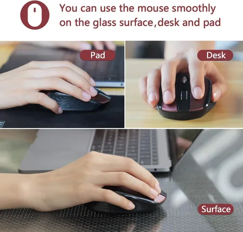 Vista 5 de LeadsaiL - Mouse inalámbrico para computadora, 2.4 G, portátil, delgado, inalámbrico, con menos ruido, para portátil. Mouse óptico con 6 botones