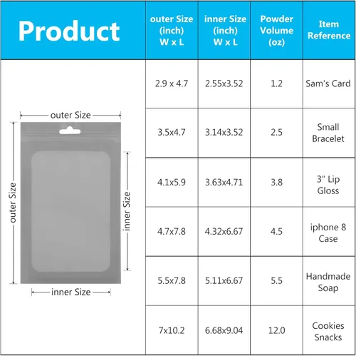Vista 7 de 100 bolsas holográficas de Mylar degradadas con ventana transparente, bolsa con cremallera resellable, bolsas de muestras de embalaje para fiestas