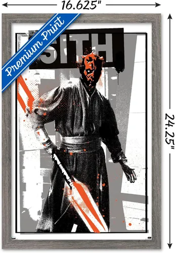 Vista 3 de Trends International Star Wars: The Phantom Menace - Póster de pared de Darth Maul Glitch, 22.4 pulgadas de largo x 14.7 W, versión enmarcada