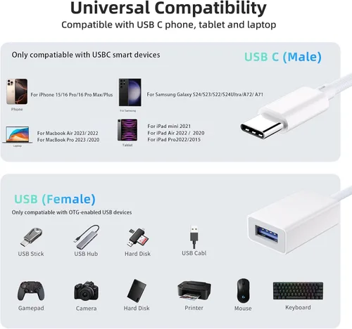 Vista 7 de ZVGMOOE Adaptador USB C a USB 3.0, paquete de 2 unidades, USB C macho a USB hembra OTG cable Thunderbolt3 a USB adaptador compatible con MacBook