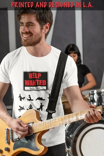 Vista 3 de ShirtBANC Help Wanted - Camisetas divertidas para hombre, comedia, muchas posiciones disponibles