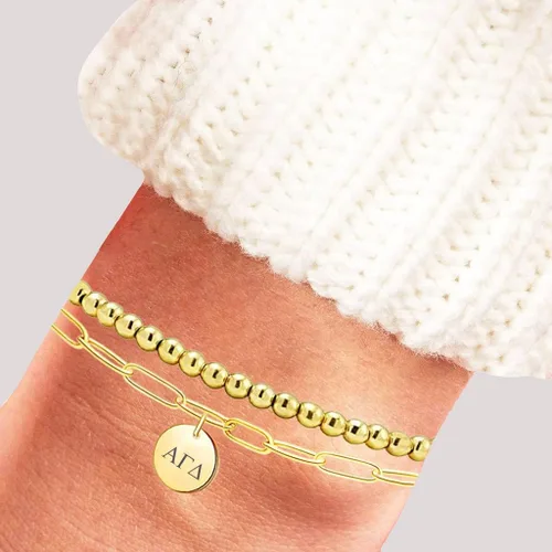 Vista 2 de Sorority Things Pulsera Alpha Gamma Delta Pulseras con cuentas y clip de papel, Sin gemas.