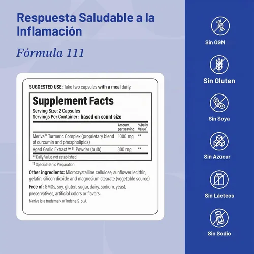 Vista 3 de Kyolic Fórmula 111 de extracto de ajo envejecido, respuesta saludable a la inflamación, 150 cápsulas (el embalaje puede variar)
