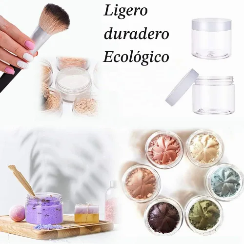 Vista 7 de 20 frascos vacíos de plástico de 2 onzas con tapas (blanco, blanco), recipientes de almacenamiento recargables de boca ancha para cosméticos