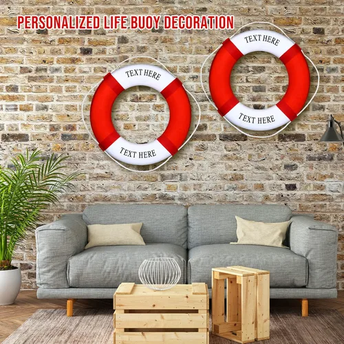 Vista 3 de Anillo de preservador de vida personalizado, decoración de casa con nombre personalizado, Plástico