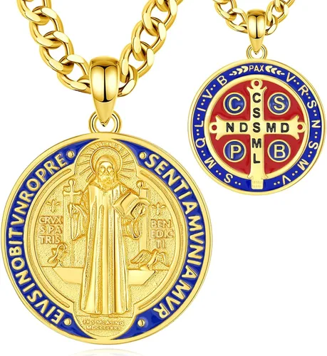 Vista 35 de CELESTIA Medallas de plata de ley 925 San Miguel/San Cristóbal/San Benito/San Gabriel/Virgen María/Jesús/Caravaca/Metatrón/Sello de los Siete