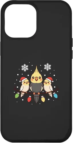 Vista 26 de Bird Cockatiel Holiday Trio Perched Cartoon Cheer Case for iPhone 16