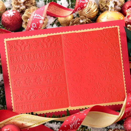 Vista 7 de Patelai 4 carpetas navideñas de plástico en relieve, campanas de copo