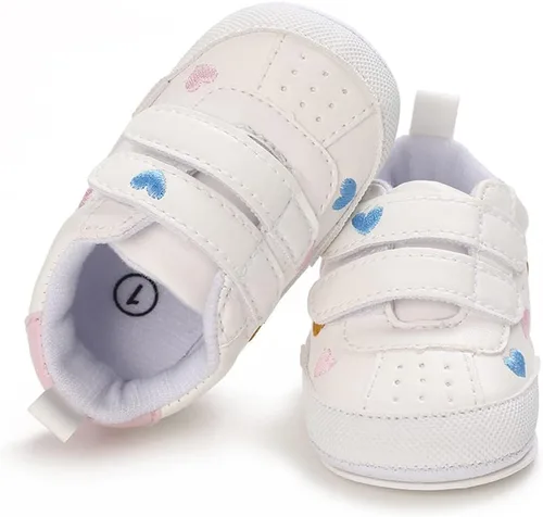 Vista 2 de Clowora Zapatos para bebés niños y niñas, suela de goma antideslizante, zapatos de cuna para recién nacidos, mocasines planos.
