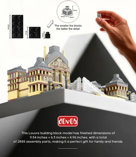Vista 4 de dOvOb Juego de micro bloques de construcción de Louvre de arquitectura (2885 piezas) - Modelo arquitectónico de fama mundial juguetes regalos