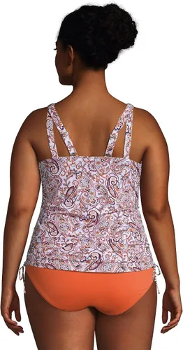 Vista 2 de Lands End Traje de baño tankini con cuello en V ajustable resistente al cloro para mujer tirantes ajustables