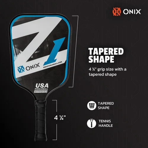 Vista 5 de Onix Graphite Z5 - Paleta de pickleball de fibra de carbono con forma de cuerpo ancho, núcleo de panal y cara de grafito ONIX Paleta de pickleball