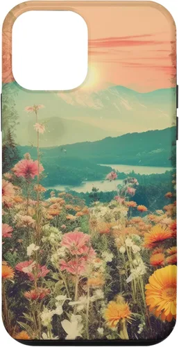 Vista 16 de iPhone 16 Boho Mountain Moon Phases Floral Aesthetic Chic Retro Sunset Case