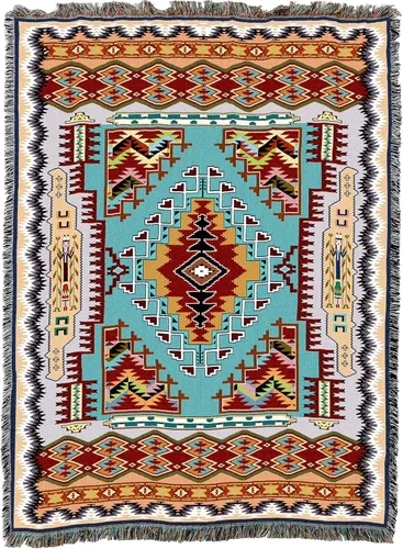 Vista 21 de Pure Country Weavers Manta Butte Clay - Inspirada en los nativos americanos del suroeste - Tapiz manta de regalo tejido de algodón - Fabricado