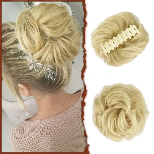 Vista 20 de SOFEIYAN Pinza de Gancho Extension de Cabello con Forma de Moño Desordenado, Cabello Ondulado y Rizado, Pinza de Gancho, Chignon, Cola de Caballo