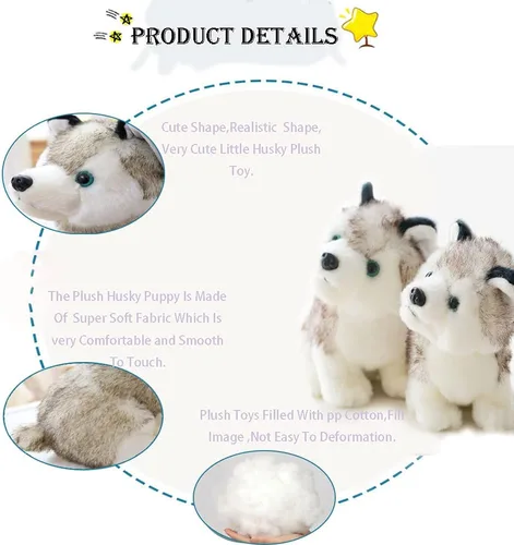 Vista 3 de Peluche de perro Husky de 9.8 pulgadas, adorable regalo para niños