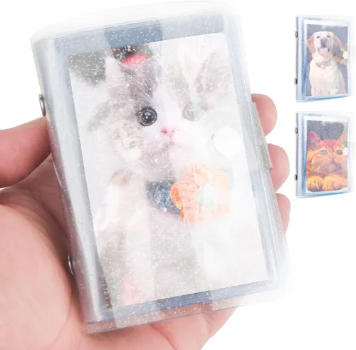 Vista 10 de Paquete de 2 mini álbumes de fotos holográficos de 64 bolsillos, soporte portátil para tarjetas fotográficas Kpop para Fujifilm Instax Mini
