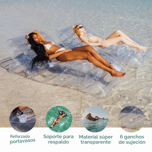 Vista 4 de FUNBOY Tumbona gigante súper transparente para piscina 1-2 Persona