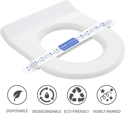 Vista 6 de ESSENTIAL 1000 bandas impresas para asiento de inodoro de 16-1/2 pulgadas de largo x 1-1/2 pulgadas de ancho, tiras de papel para asiento de inodoro