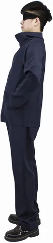 Vista 2 de DigiTizerArt Disfraz de anime para hombre, uniforme de cosplay, disfraz de Halloween, uniforme con máscara de ojos vendados