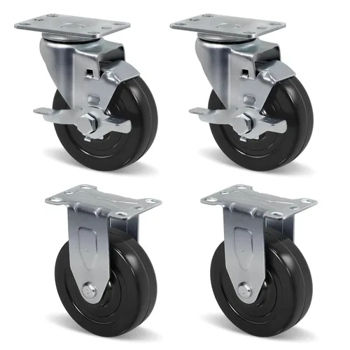 Vista 12 de Juego de 4 ruedas giratorias de 3 pulgadas, ruedas giratorias resistentes, ruedas de goma dura para muebles de camión de plataforma, carrito móvil