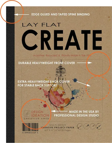 Vista 4 de Design Ideation Lay Flat Create. Cuaderno de bocetos de hoja extraíble. Papel premium. Encuadernación plana reforzada Smart-Bind (8.5" x 11")