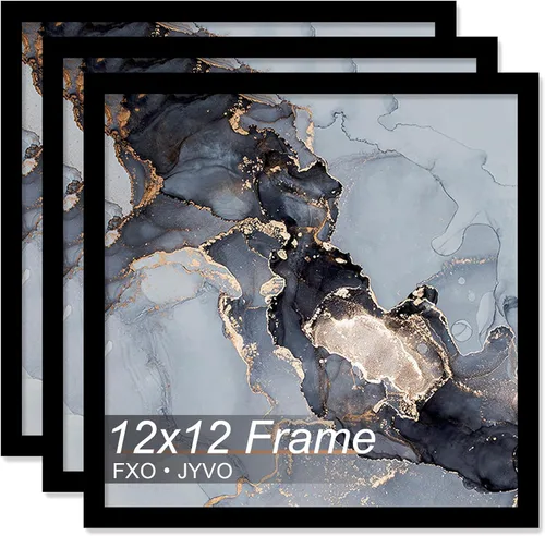 Vista 25 de Fxojyvo Marco de 4 x 4 pulgadas, marco negro para póster cuadrado de 4 x 4, peso ligero y altamente transparente, marco de 4 x 4 para pared, 1