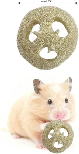 Vista 2 de Paquete de 15 juguetes masticables de conejo, sin aditivos, golosinas para moler dientes, lufa natural, juguetes masticables para masticar dientes