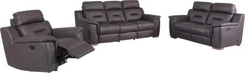 Vista 20 de Blackjack Furniture Walker Leather Match - Sofá reclinable tapizado para sala de estar, madera avellana