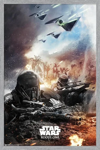 Vista 16 de Trends International Star Wars: Rogue One - Póster de pared de trinchera, 14.725 x 22.375 pulgadas, versión enmarcada de madera de granero Versión