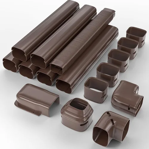 Vista 11 de 3'' 22.5Ft Mini Split Line Set Cover Kit for Minisplit Ductless Linset Air Conditioners and Heat Pumps, Central AC Decorative Upgraded UV-Proof Brown