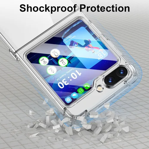 Vista 5 de WATACHE Funda para Galaxy Z Flip 5, funda Z Flip 5, transparente, delgada, transparente, bisagra a prueba de golpes, TPU suave flip5 funda