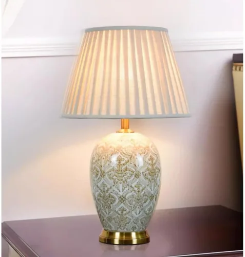 Vista 7 de Lamp for Desk Retro Ceramic Table Lamp Villa Living Room Large Side Table Corner Lamp Study Bedroom Bedside Lamp Desk Lamps for Home Office(Push