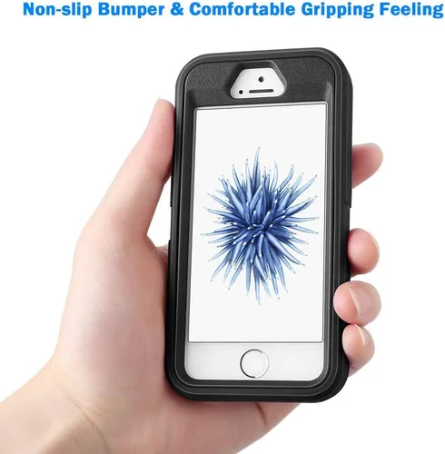 Vista 6 de Jelanry para iPhone 5/ 5S/ SE 1ª Generación (2016) Funda de uso rudo resistente a prueba de golpes de doble capa, carcasa protectora deportiva