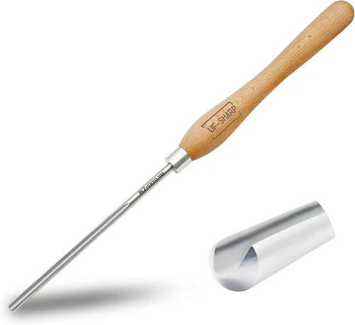 Vista 10 de Gubia de tazón de 1/2 " para torno de madera, herramientas de torneado de madera M2 Cryo HSS con mango de madera de haya (1/2 pulgada) Beech Wood